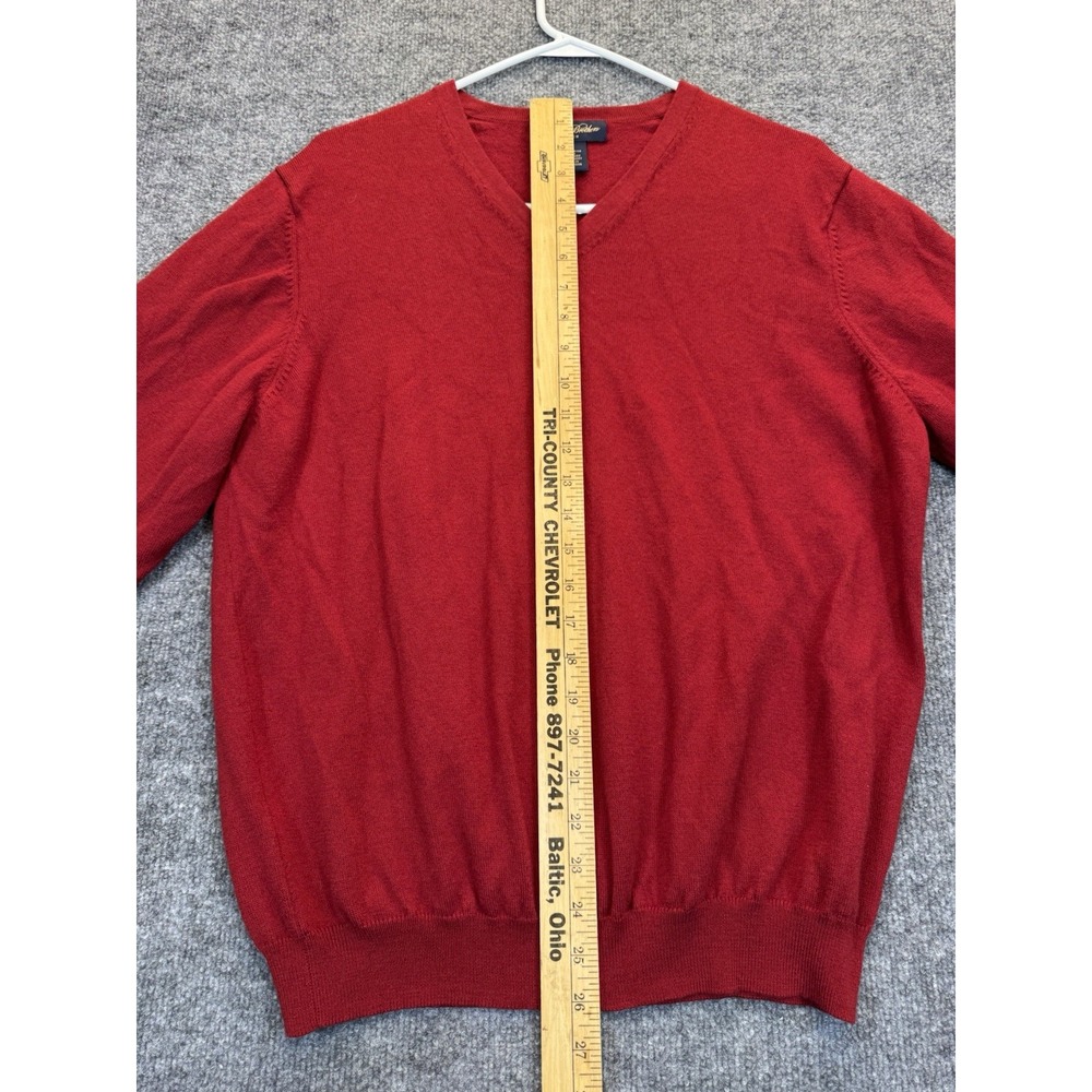 Brooks Brothers Men's Large V-Neck Merino Wool Sweater Red Hong Kong - Picture 11 of 11